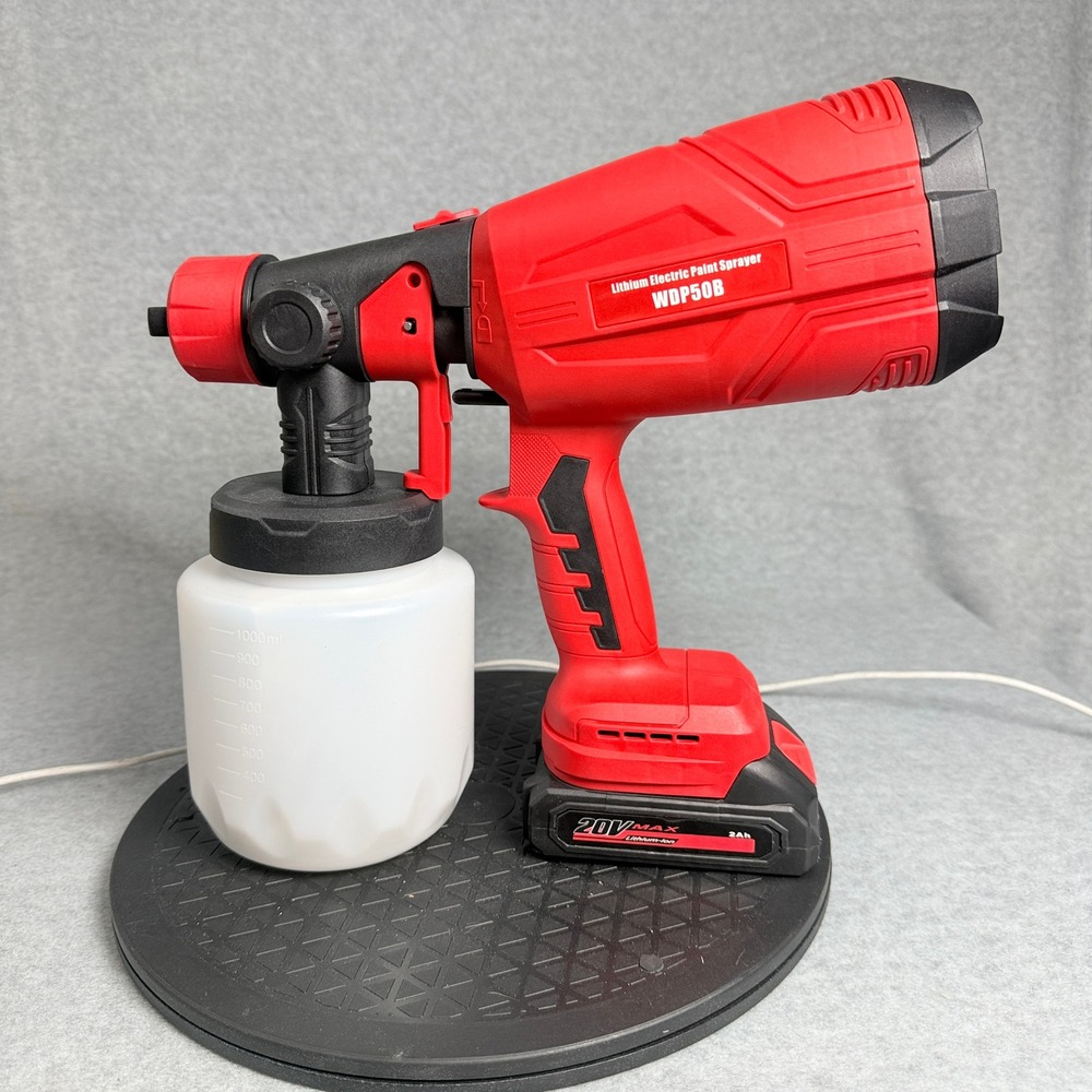 600W 21V Cordless HVLP Paint Sprayer Gun Kit WDP50B Red Handheld 2.0Ah Battery